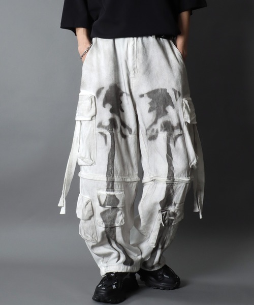 セール】2WAY Twill ＆ Denim Wide Cargo Pants/2WAY スプレー加工