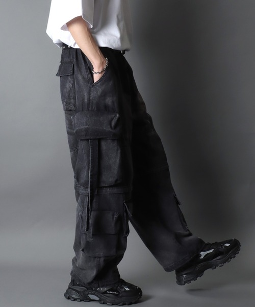 セール】2WAY Twill ＆ Denim Wide Cargo Pants/2WAY スプレー