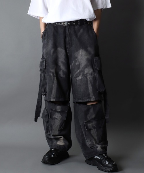 セール】2WAY Twill ＆ Denim Wide Cargo Pants/2WAY スプレー