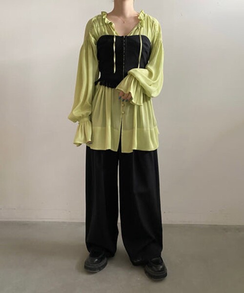 NOUNLESS（ナウンレス）の「【NOUNLESS/ナウンレス】CHECK RELAX WIDE PANTS（スラックス・レディース・グレー・1/2）」の7枚目の写真