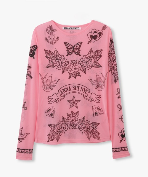 ANNA SUI NYC(アナ スイ エヌ ワイ シー)の「nycタトゥーシアートップス(Tシャツ/カットソー・レディース・ブラック/ベージュ/ライム/ピンク/ブルー・FREE)」の5枚目の写真