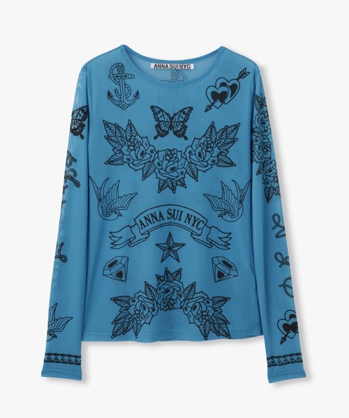 ANNA SUI NYC(アナ スイ エヌ ワイ シー)の「nycタトゥーシアートップス(Tシャツ/カットソー・レディース・ブラック/ベージュ/ライム/ピンク/ブルー・FREE)」の4枚目の写真