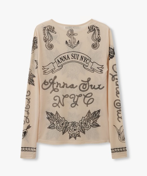 ANNA SUI NYC(アナ スイ エヌ ワイ シー)の「nycタトゥーシアートップス(Tシャツ/カットソー・レディース・ブラック/ベージュ/ライム/ピンク/ブルー・FREE)」の9枚目の写真