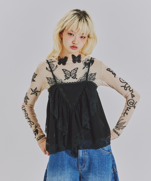 ANNA SUI NYC(アナ スイ エヌ ワイ シー)の「nycタトゥーシアートップス(Tシャツ/カットソー・レディース・ブラック/ベージュ/ライム/ピンク/ブルー・FREE)」の15枚目の写真