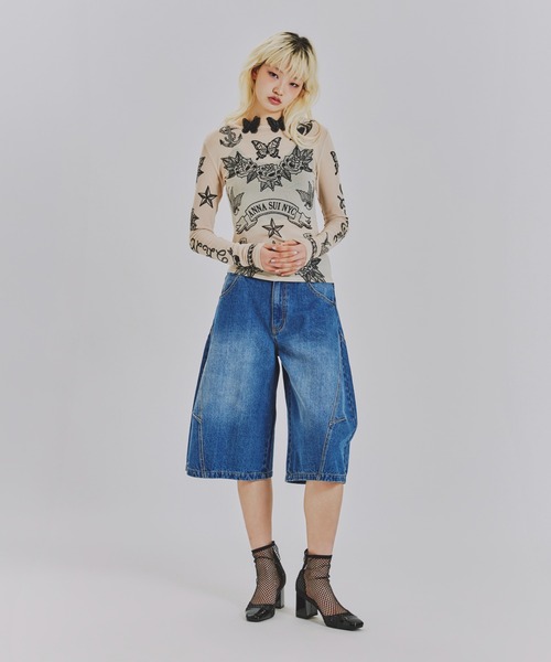 ANNA SUI NYC(アナ スイ エヌ ワイ シー)の「nycタトゥーシアートップス(Tシャツ/カットソー・レディース・ブラック/ベージュ/ライム/ピンク/ブルー・FREE)」の6枚目の写真