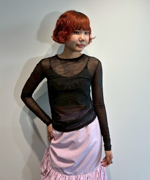 anna sui nyc(アナ スイ エヌ ワイ シー)の「nycタトゥーシアートップス(Tシャツ/カットソー・レディース・ブラック/ベージュ/ライム/ピンク/ブルー/ブラック×ブラック・FREE)」の20枚目の写真