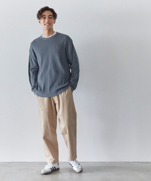 coca(coca)(コカ)の「ハイゲージ畦編みクルーネック長袖(ニット/セーター・メンズ・オレンジ/チャコール・M/L/XL)」の3枚目の写真