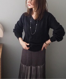 v neck knit pullover /Vネック 長袖 ニット プルオーバー