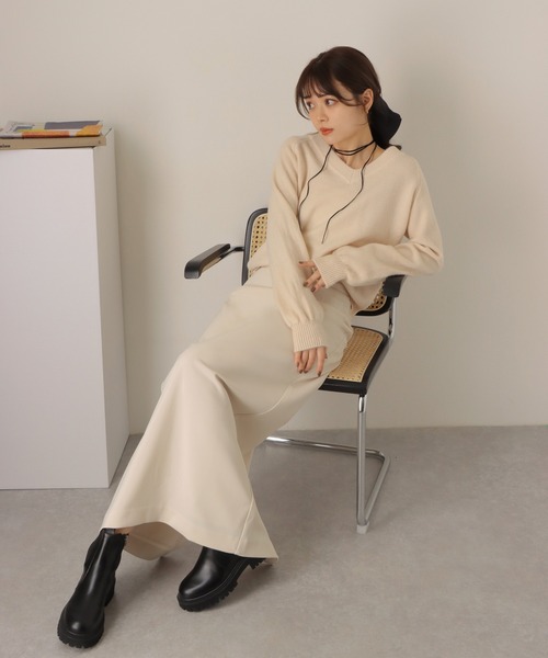 LAULEN(ローレン)の「v neck knit pullover /Vネック 長袖 ニット プルオーバー(ニット/セーター・レディース・ピンク/ブラック/アイボリー/レッド・FREE)」の10枚目の写真