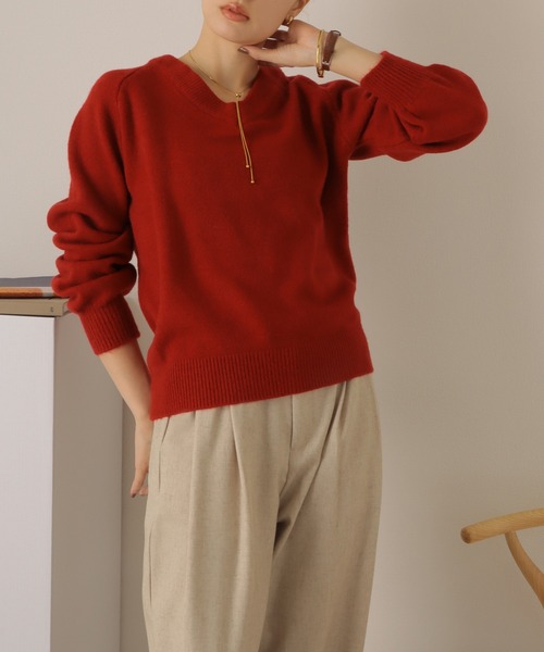 LAULEN(ローレン)の「v neck knit pullover /Vネック 長袖 ニット プルオーバー(ニット/セーター・レディース・ピンク/ブラック/アイボリー/レッド・FREE)」の12枚目の写真