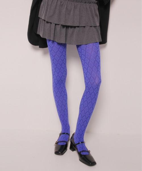 IMARI（イマリ）の「【 IMARI / イマリ 】 レトロ ジャガード フラワー タイツ #（タイツ/ストッキング・レディース・ブラック/ブラウン/パープル/ブルー/グレー・FREE）」の4枚目の写真