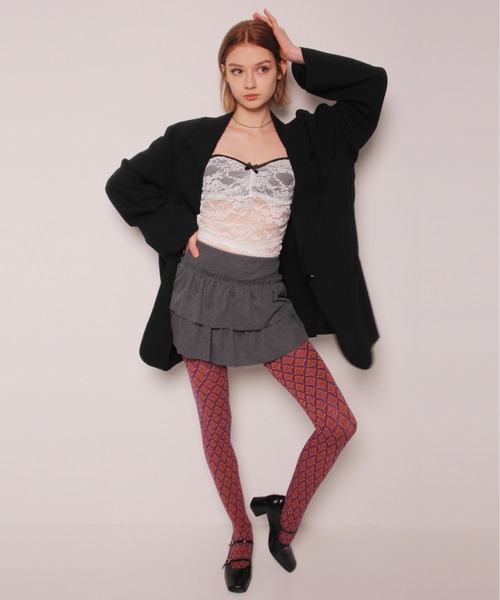 IMARI（イマリ）の「【 IMARI / イマリ 】 レトロ ジャガード フラワー タイツ #（タイツ/ストッキング・レディース・ブラック/ブラウン/パープル/ブルー/グレー・FREE）」の17枚目の写真