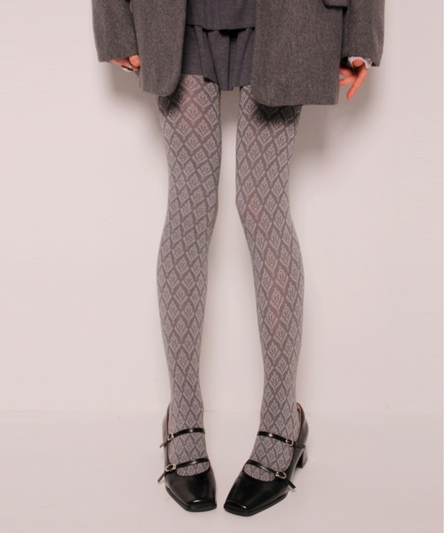 IMARI（イマリ）の「【 IMARI / イマリ 】 レトロ ジャガード フラワー タイツ #（タイツ/ストッキング・レディース・ブラック/ブラウン/パープル/ブルー/グレー・FREE）」の14枚目の写真