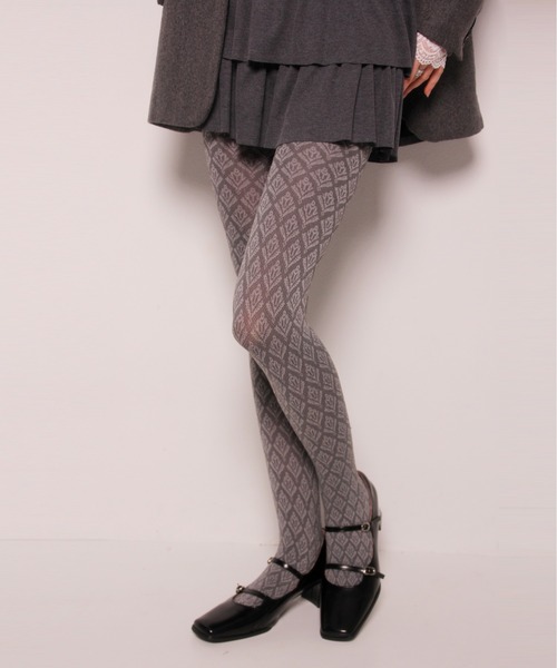 IMARI（イマリ）の「【 IMARI / イマリ 】 レトロ ジャガード フラワー タイツ #（タイツ/ストッキング・レディース・ブラック/ブラウン/パープル/ブルー/グレー・FREE）」の15枚目の写真