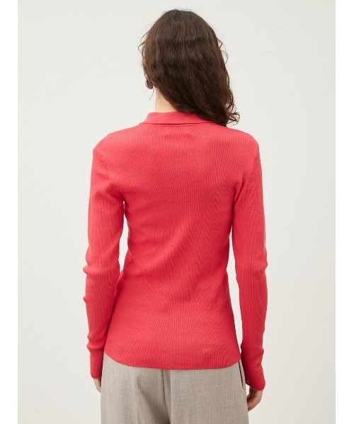 Mila Owen（ミラオーウェン）の「シアーポロリブニットプルオーバー（ニット/セーター・レディース・イエロー/ブラック/ピンク/ライトグレー・0/1）」の8枚目の写真