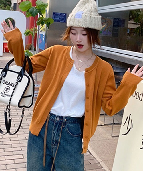 SallyLunn(サリーラン)の「クルーネックニットカーディガン(カーディガン/ボレロ・レディース・ブラック/アイボリー/オレンジ/ワインレッド/グリーン/ブルー/グレー・FREE)」の18枚目の写真