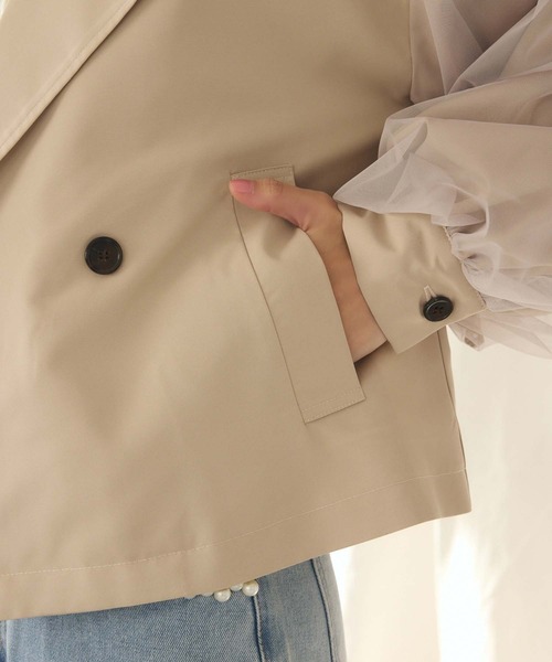 fifth（フィフス）の「チュール袖ショートトレンチ（その他アウター・レディース・ネイビー/ベージュ・M）」の14枚目の写真