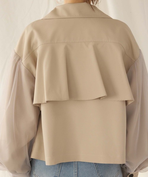 fifth（フィフス）の「チュール袖ショートトレンチ（その他アウター・レディース・ネイビー/ベージュ・M）」の15枚目の写真