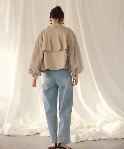 fifth（フィフス）の「チュール袖ショートトレンチ（その他アウター・レディース・ネイビー/ベージュ・M）」の7枚目の写真