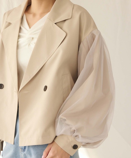 fifth（フィフス）の「チュール袖ショートトレンチ（その他アウター・レディース・ネイビー/ベージュ・M）」の17枚目の写真