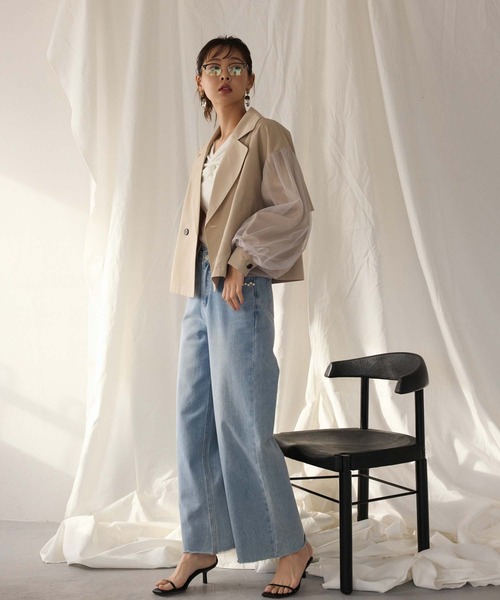 fifth（フィフス）の「チュール袖ショートトレンチ（その他アウター・レディース・ネイビー/ベージュ・M）」の12枚目の写真