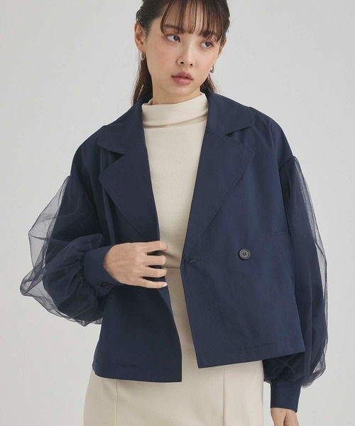 fifth（フィフス）の「チュール袖ショートトレンチ（その他アウター・レディース・ネイビー/ベージュ・M）」の18枚目の写真