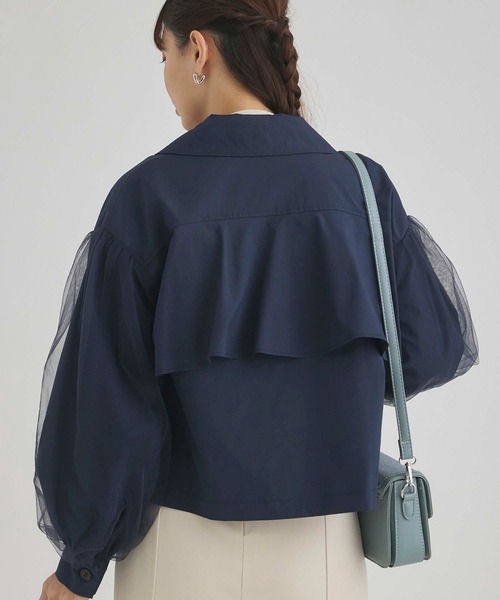 fifth（フィフス）の「チュール袖ショートトレンチ（その他アウター・レディース・ネイビー/ベージュ・M）」の20枚目の写真