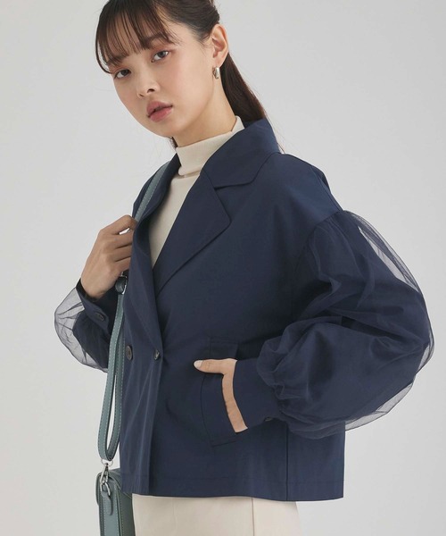 fifth（フィフス）の「チュール袖ショートトレンチ（その他アウター・レディース・ネイビー/ベージュ・M）」の19枚目の写真