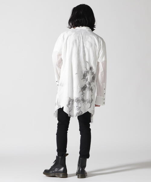 KMRii（ケムリ）の「KMRii/ケムリ/別注Stand Collar Layer Shirt（シャツ/ブラウス・メンズ・ブラック/ホワイト・1/2/3）」の5枚目の写真