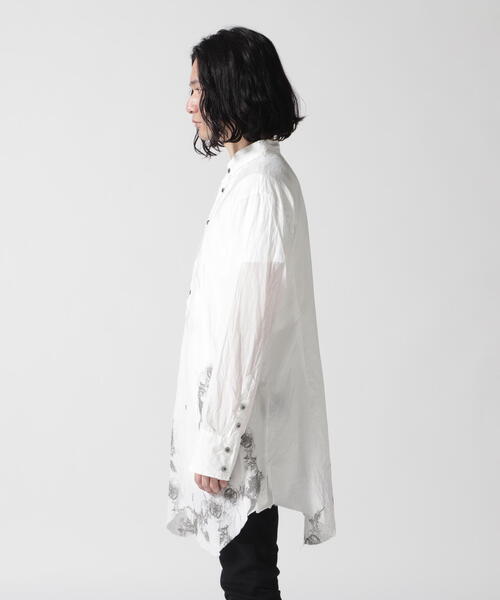 KMRii（ケムリ）の「KMRii/ケムリ/別注Stand Collar Layer Shirt（シャツ/ブラウス・メンズ・ブラック/ホワイト・1/2/3）」の6枚目の写真