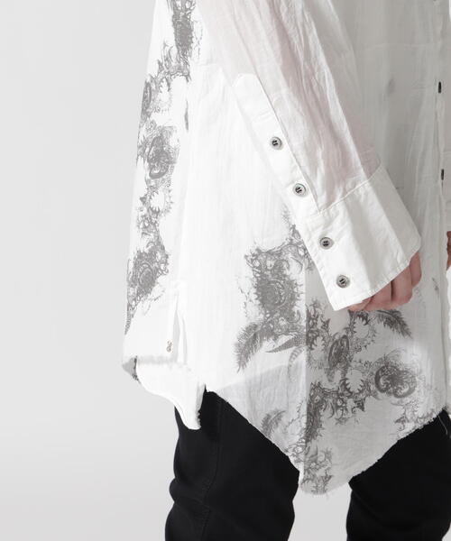 KMRii（ケムリ）の「KMRii/ケムリ/別注Stand Collar Layer Shirt（シャツ/ブラウス・メンズ・ブラック/ホワイト・1/2/3）」の10枚目の写真