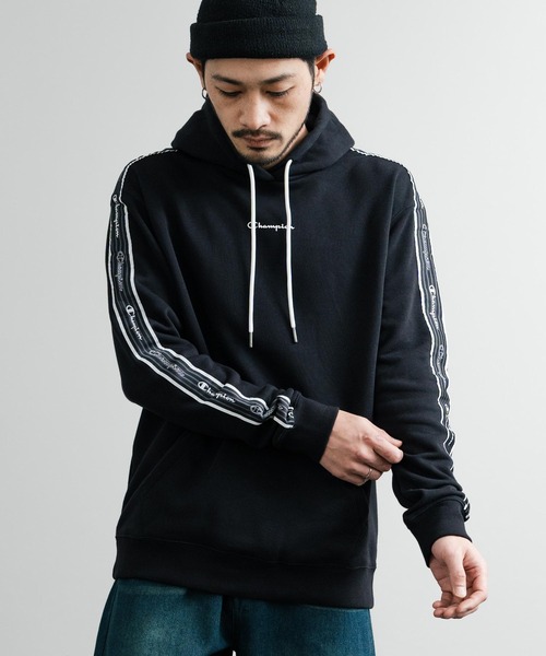 Champion チャンピオン オーバーサイズ袖ラインロゴ裏毛プルオーバー