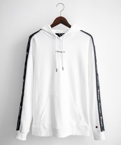 【人気☆Champion】グレー　長袖パーカー　袖ロゴ入り　サイズM セール】【Champion】ロゴ刺繍スウェットパーカー（パーカー