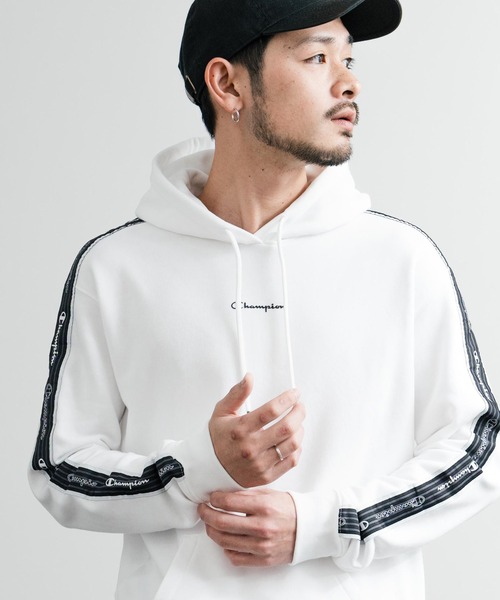 Champion チャンピオン オーバーサイズ袖ラインロゴ裏毛プル