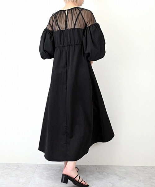 STYLEBLOCK（スタイルブロック）の「TNタフタ×チュールドッキングワンピース（ワンピース・レディース・ホワイト系その他/チャコールグレー/ブラック・M）」の7枚目の写真