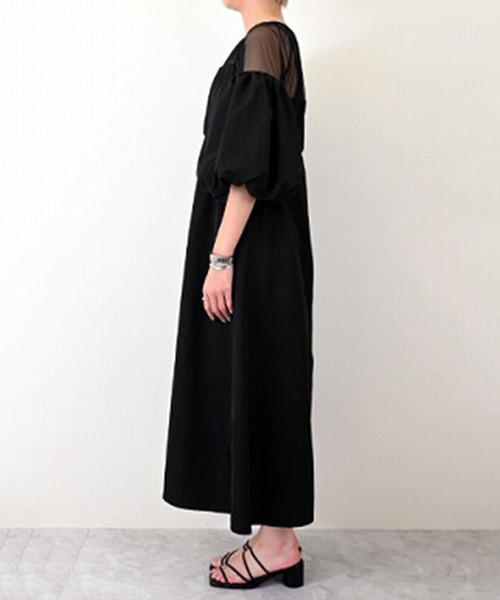 STYLEBLOCK（スタイルブロック）の「TNタフタ×チュールドッキングワンピース（ワンピース・レディース・ホワイト系その他/チャコールグレー/ブラック・M）」の8枚目の写真