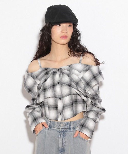 Heather チェックオフショルシャツ　322087 チェックオフショルシャツ 322087（シャツ/ブラウス）｜Heather