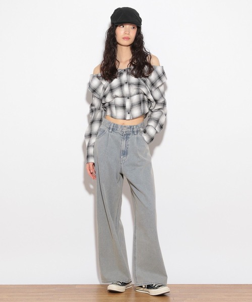 Heather チェックオフショルシャツ　322087 チェックオフショルシャツ 322087（シャツ/ブラウス）｜Heather