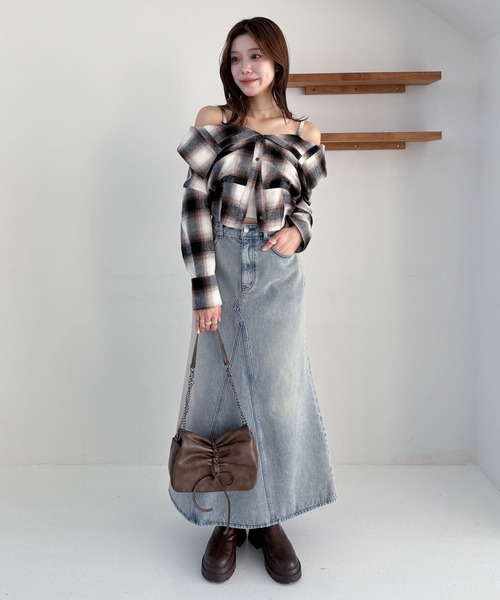 Heather チェックオフショルシャツ　322087 Heather（ヘザー）の「チェックオフショルシャツ 322087（シャツ