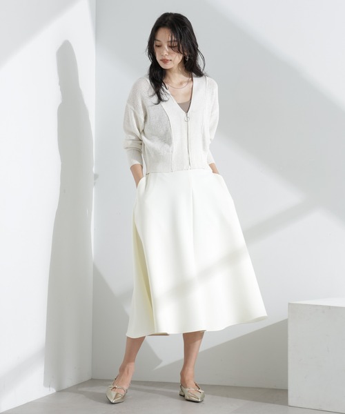 NANO universe（ナノユニバース）の「リネン混テープヤーンZIPカーディガン（カーディガン/ボレロ・レディース・オフホワイト/ベージュ・FREE）」の6枚目の写真