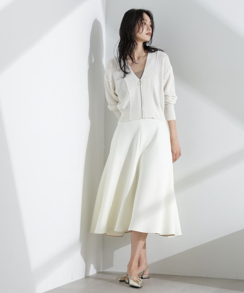 NANO universe（ナノユニバース）の「リネン混テープヤーンZIPカーディガン（カーディガン/ボレロ・レディース・オフホワイト/ベージュ・FREE）」の7枚目の写真