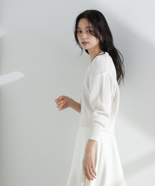 NANO universe（ナノユニバース）の「リネン混テープヤーンZIPカーディガン（カーディガン/ボレロ・レディース・オフホワイト/ベージュ・FREE）」の4枚目の写真