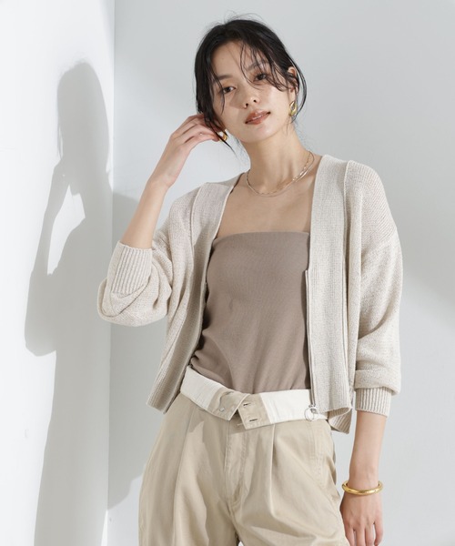 NANO universe（ナノユニバース）の「リネン混テープヤーンZIPカーディガン（カーディガン/ボレロ・レディース・オフホワイト/ベージュ・FREE）」の12枚目の写真