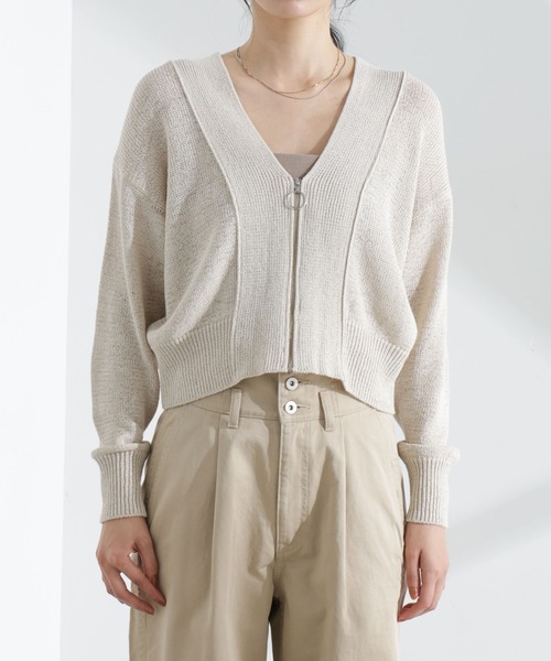 NANO universe（ナノユニバース）の「リネン混テープヤーンZIPカーディガン（カーディガン/ボレロ・レディース・オフホワイト/ベージュ・FREE）」の17枚目の写真