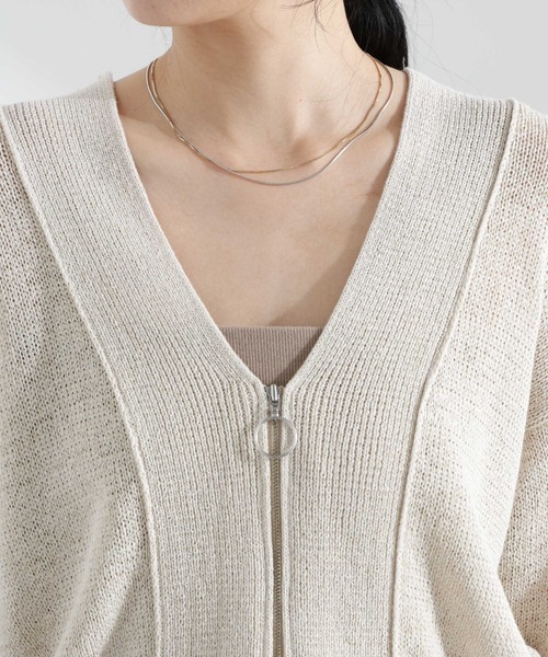 NANO universe（ナノユニバース）の「リネン混テープヤーンZIPカーディガン（カーディガン/ボレロ・レディース・オフホワイト/ベージュ・FREE）」の20枚目の写真