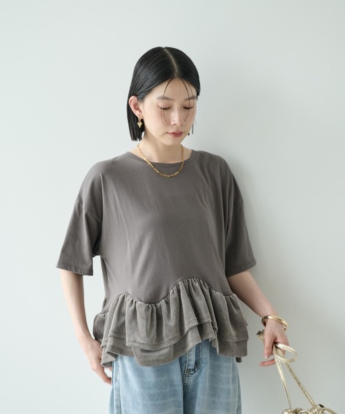 Shelly island(シェリーアイランド)の「フロッキードッキングT(Tシャツ/カットソー・レディース・ホワイト/グレー/ブラック・FREE)」の11枚目の写真