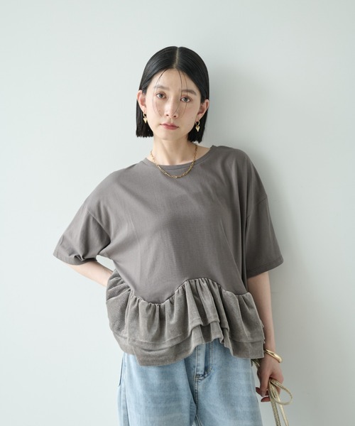 Shelly island(シェリーアイランド)の「フロッキードッキングT(Tシャツ/カットソー・レディース・ホワイト/グレー/ブラック・FREE)」の12枚目の写真