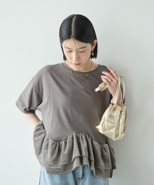 Shelly island(シェリーアイランド)の「フロッキードッキングT(Tシャツ/カットソー・レディース・ホワイト/グレー/ブラック・FREE)」の13枚目の写真