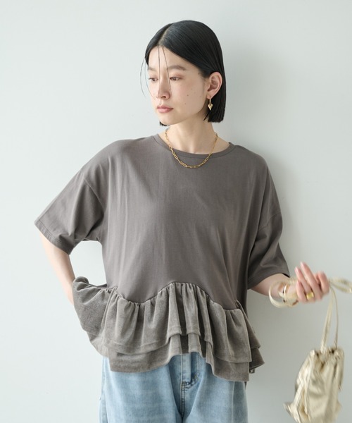 Shelly island(シェリーアイランド)の「フロッキードッキングT(Tシャツ/カットソー・レディース・ホワイト/グレー/ブラック・FREE)」の15枚目の写真