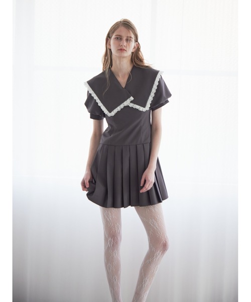 etre loin（エトルワン）の「Low waist pleated mini dress（ワンピース・レディース・ブルー/グレー/ブラック・M）」の5枚目の写真